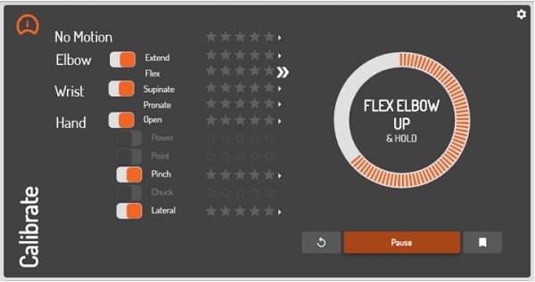 Coapt Gen2 Calibration Screen